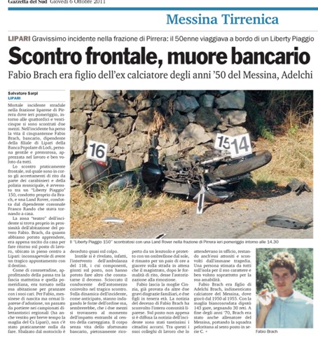 Morte Brach, l'articolo della Gazzetta 