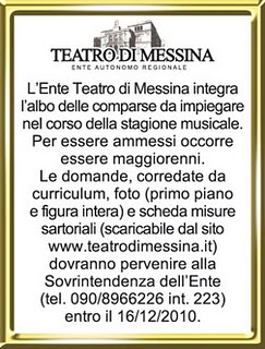 Il Teatro di Messina cerca comparse