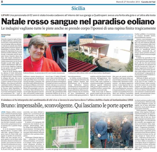 Sulla Gazzetta il "Natale rosso sangue" di Lipari