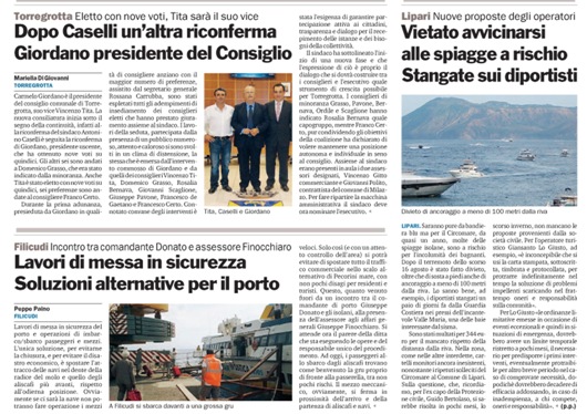 Filicudi e diportisti stangati nella Gazzetta 