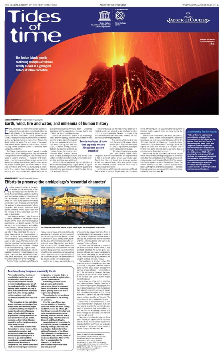 Le Eolie sull'Herald Tribune