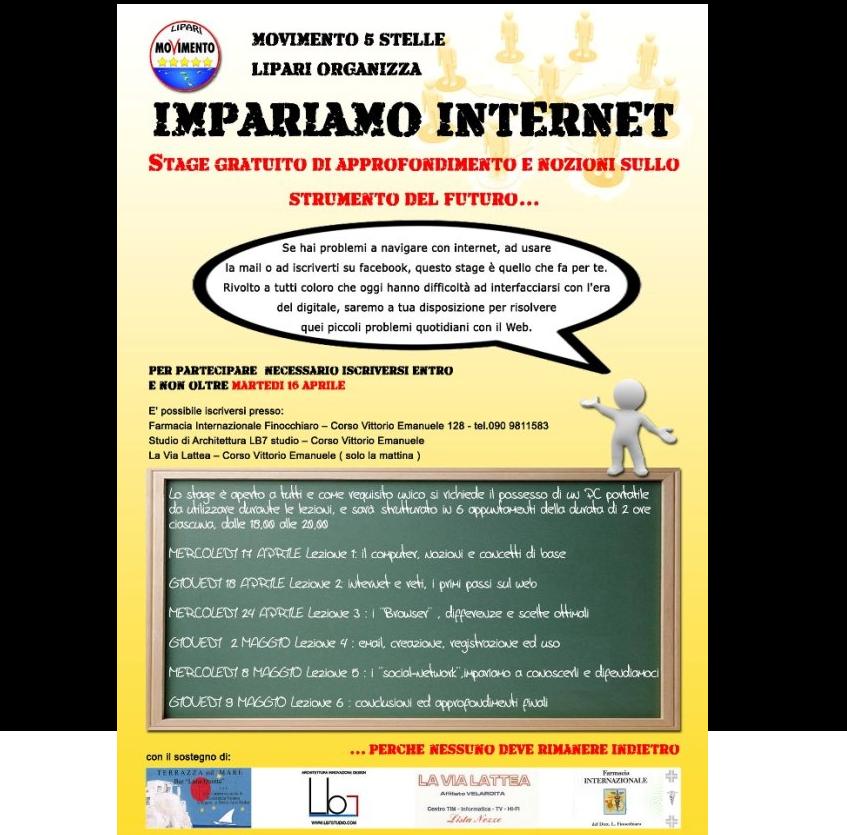 M5S Lipari promuove stage internet gratuito