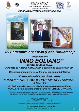 Italo Toni presenta l'inno eoliano a Salina