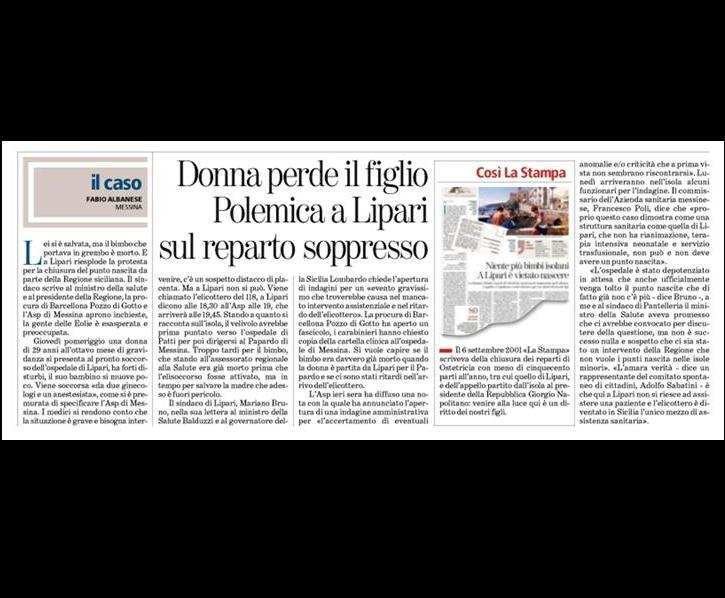 "Donna perde figlio" su La Stampa