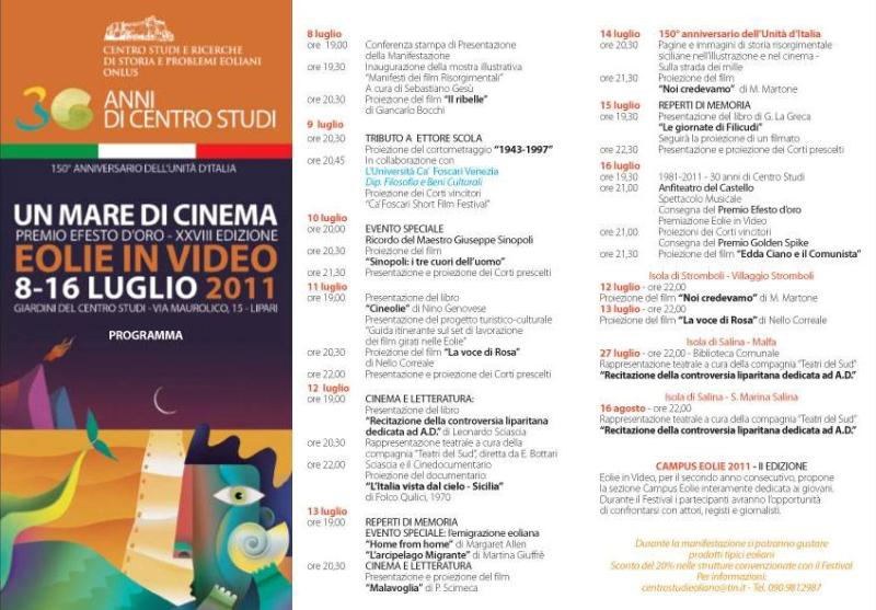 "Un Mare di Cinema - Eolie in Video", programma