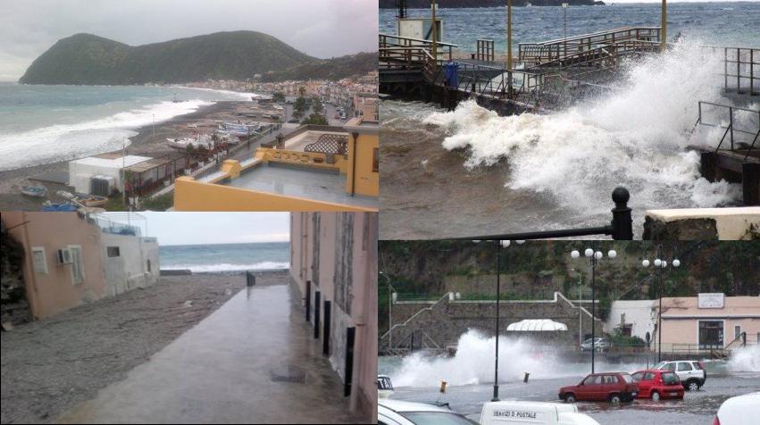 Canneto, il mare allaga la Marina Garibaldi