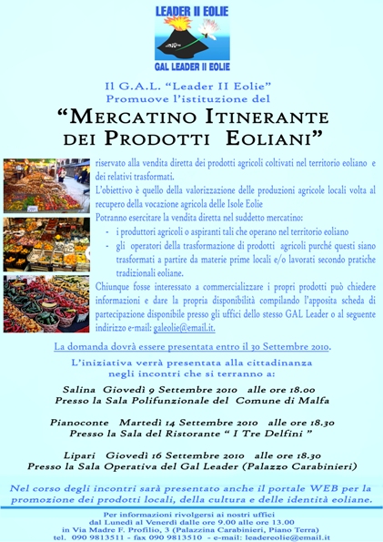 "Mercatino itinerante dei prodotti eoliani"