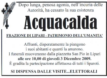 Acquacalda, ecco il "necrologio"