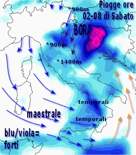 Maltempo in arrivo, in particolare sabato