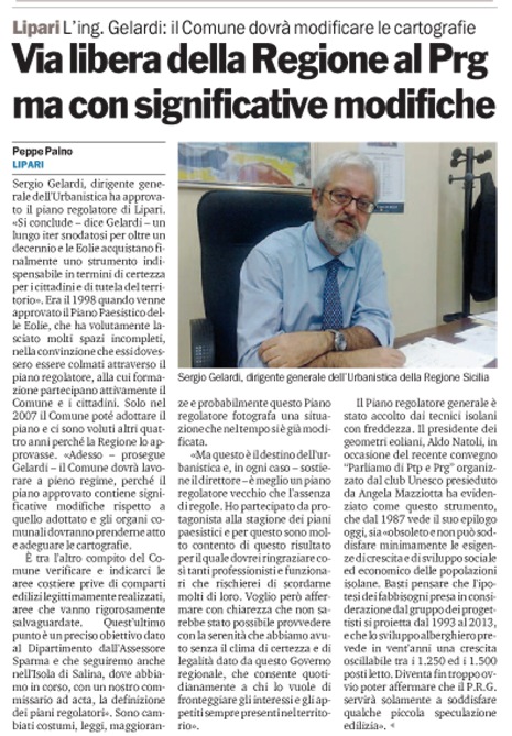 Dirigente urbanistica approva Prg di Lipari