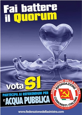 Acqua pubblica, "facciamo battere il quorum"