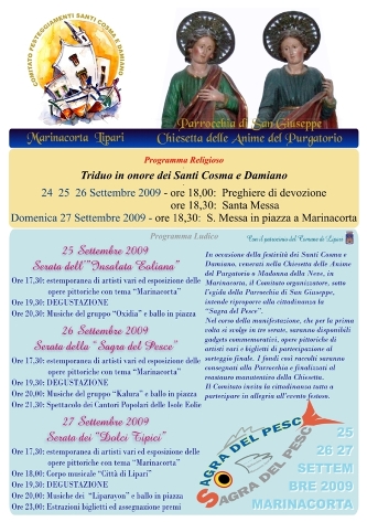 Da domani la festa dei santi Cosma e Damiano