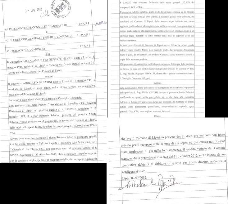 E' Sabatini il consigliere incompatibile ?