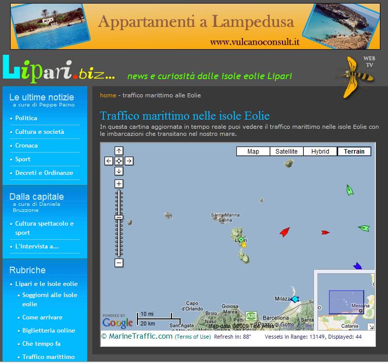 Windfinder e Traffico marittimo nelle Eolie
